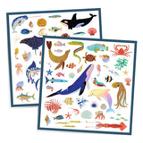 Ocean - 160 Metallic Stickers by Djeco, both sheets 