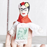 Frida Kahlo Finger Puppet on a finger